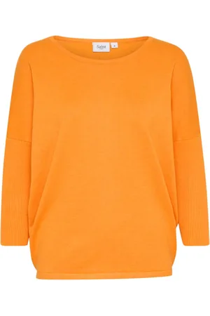 Saint Tropez Truien, Dames, Oranje, XS, Apricot Melange R-Neck Pullover Sweater