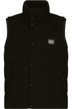 Dolce & Gabbana Jassen, Heren, Zwart, 3Xl, Polyester, Gewatteerd Logo Vest Zwart