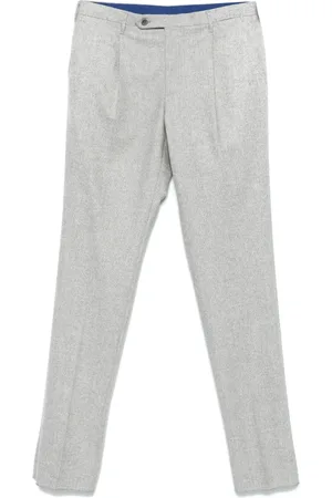 ROTA Broeken, Heren, Grijs, 2Xl, Wol, Luxe Wollen Broek Gemaakt in Italië