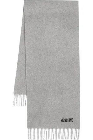 Moschino Accessoires, Heren, Grijs, ONE Size, Wol, Grijze Franje Wol Sjaal Wrap