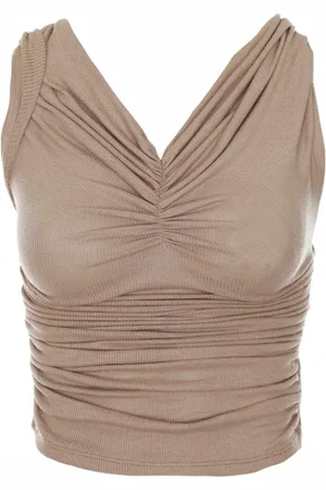 MISBHV Tops, Dames, Bruin, S, Kruisrug V-hals Gebreide Top
