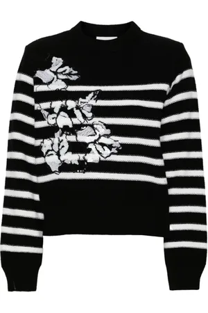 ERMANNO SCERVINO Truien, Dames, Zwart, S, Wol, Zwart Wolmix Gestreepte Trui