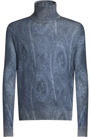 Etro Truien, Heren, Blauw, L, Kasjmier, Blauwe Paisley Coltrui