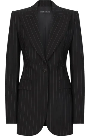 Dolce & Gabbana Jassen, Dames, Zwart, M, Gestreepte Jas