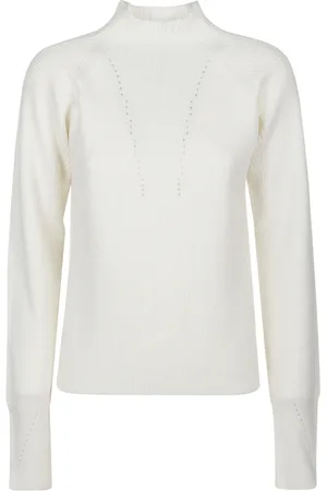DRUMOHR Truien, Dames, Wit, M, Wol, Comfortabele Gebreide Turtle Neck Sweater