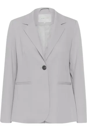 Kaffe Jassen, Dames, Grijs, 3Xl, Polyester, Blazer Sakura Strakke Pasvorm Gerecycled Polyester
