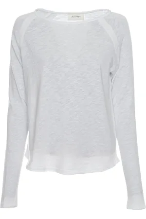American Vintage Tops, Dames, Wit, S, Leer, Raglan Longsleeve U-Hals