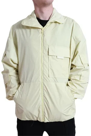 Dolce & Gabbana Jassen, Heren, Geel, L, Polyester, Elegante Gele Windbreaker Jas
