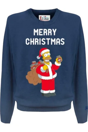 MC2 SAINT BARTH Truien, Heren, Blauw, S, Kersteditie Homer Simpson Trui