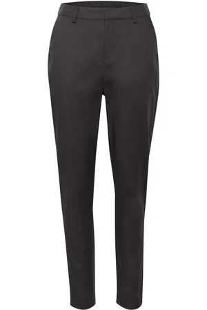 Kaffe Broeken, Dames, Grijs, 2Xl, Hoge Taille Slim Fit Broek Zwart Oester