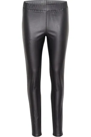 Kaffe Broeken, Dames, Grijs, XS, Coated Jeggings Broek Zwart Oester