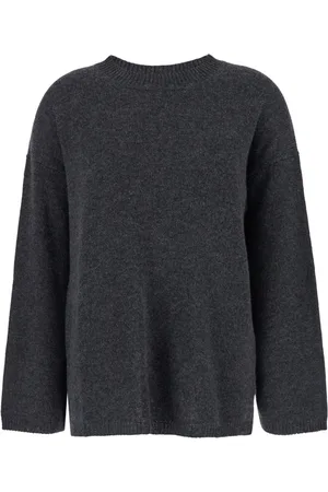 Allude Truien, Dames, Grijs, S, Kasjmier, Kasjmier Ronde Hals Sweater Grijs