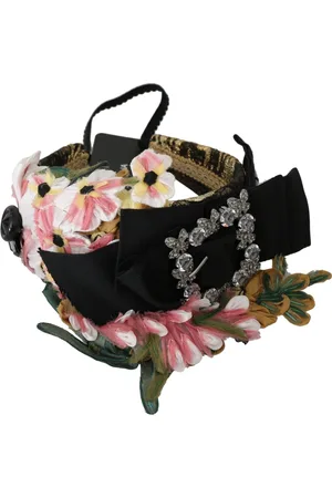 Dolce & Gabbana Accessoires, Dames, Veelkleurig, ONE Size, Nylon, Kristallen Bloemen Haarband