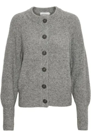 Karen by Simonsen Truien, Dames, Grijs, L, Korte Cardigan Opal Melange