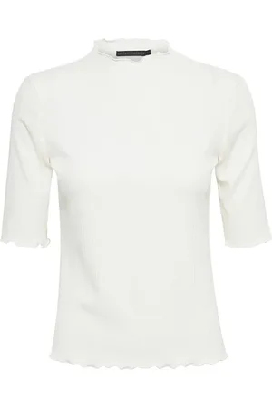 Karen by Simonsen Tops, Dames, , L, Rynkekanter T-Shirt Toppe & T-Shirts Egret