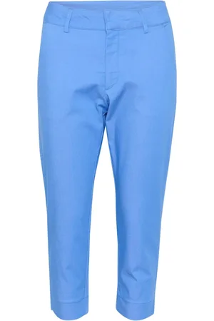Kaffe Broeken, Dames, Blauw, 3Xl, Stijlvolle Ultramarijn Capri Broek