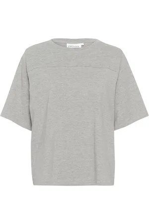 Karen by Simonsen Tops, Dames, Grijs, XL, Eenvoudige Grijze Tee Top