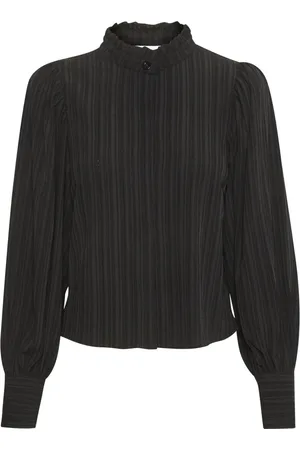 Karen by Simonsen Blouses & Shirts, Dames, Zwart, 3Xl, Frill Shirt Blouse Meteorite