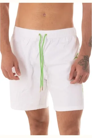 Roberto Cavalli Korte broeken, Heren, Wit, L, Polyester, Heren Logo Kostuum