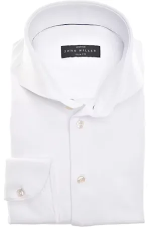john miller Overhemden, Heren, Wit, 4Xl, Slim Fit Lange Mouw Overhemden Wit