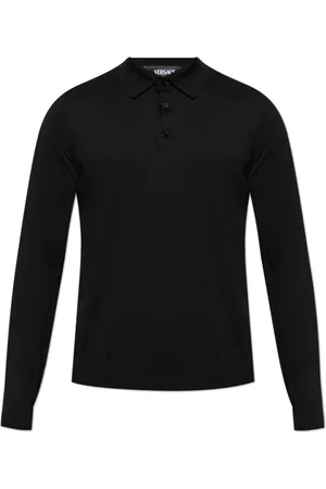 VERSACE Tops, Heren, Zwart, XL, Katoen, Lange mouw polo
