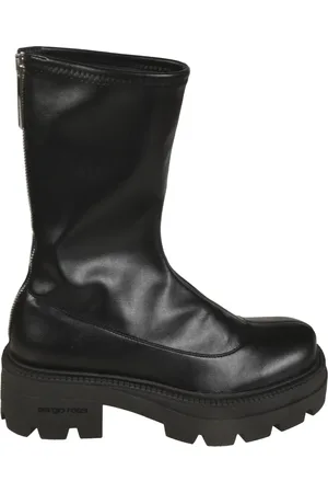 Sergio Rossi Schoenen, Dames, Zwart, 39 EU, Zwarte Leren Enkellaarzen