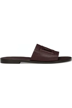 Dolce & Gabbana Schoenen, Dames, Rood, 42 1/2 EU, Burgundy Deerskin Logo Slides