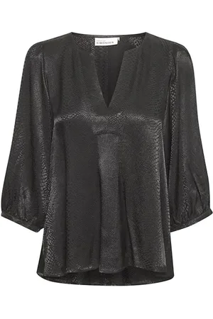 Karen by Simonsen Blouses & Shirts, Dames, Zwart, 2Xs, Meteoriet Top Blouse 3/4 Mouwen