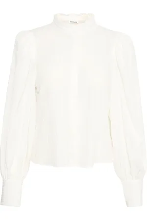 Karen by Simonsen Blouses & Shirts, Dames, Wit, 3Xl, Frill Shirt Bright Feminine Blouse