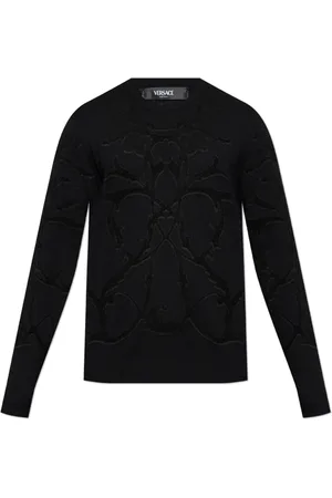 VERSACE Truien, Heren, Zwart, M, Wol, Crew Neck Sweater