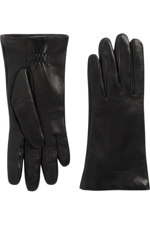 Totême Accessoires, Dames, Zwart, M, Wol, Klassieke Leren Handschoenen