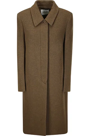 Low Classic Mantels, Dames, Bruin, M, Fluffy Wool Mac Coat