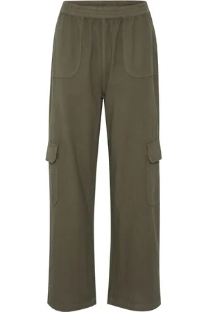 Kaffe Broeken, Dames, Groen, L, Cargo Broek Utility Stijl Grape Leaf