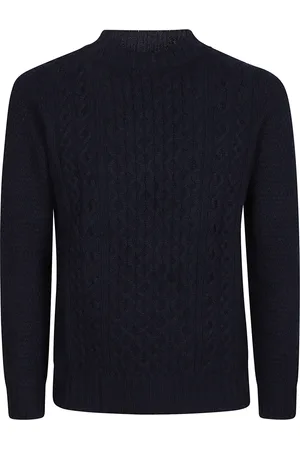DRUMOHR Truien, Heren, Blauw, M, Wol, Comfortabele Gebreide Turtle Neck Sweater