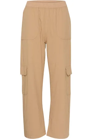 Kaffe Broeken, Dames, , L, Katoen, Cargo Broek Classic Sand Utility-Geïnspireerd