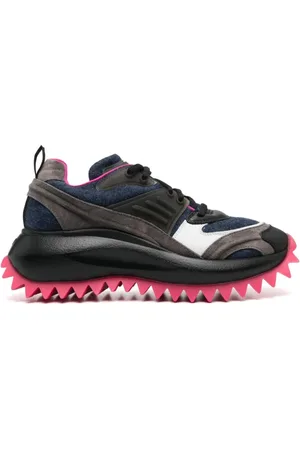 vic matiè Schoenen, Dames, Zwart, 36 EU, Indigo Blauw Multi-Panel Platform Sneakers