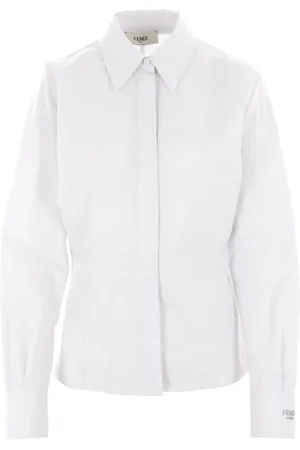 Fendi Blouses & Shirts, Dames, Wit, S, Katoen, Wit gestreept katoenen overhemd
