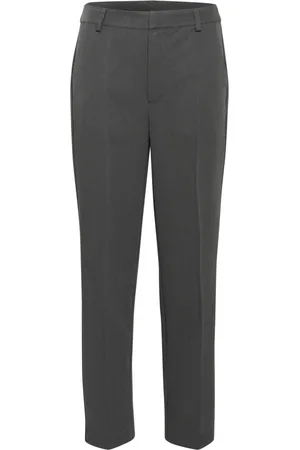 Kaffe Broeken, Dames, Grijs, 2Xl, Hoge Taille Rechte Pijp Ritsbroek Zwart