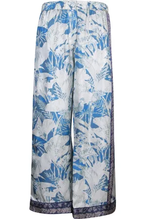 PIERRE-LOUIS MASCIA Broeken, Dames, Blauw, L, Blauwe Zijden Broek Rechte Pijp