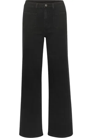 Kaffe Jeans, Dames, Zwart, XL, Flared Jeans Zwart Diep Klassieke Stijl