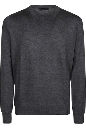 FAY Truien, Heren, Grijs, 3Xl, Wol, Casual Gebreide Trui