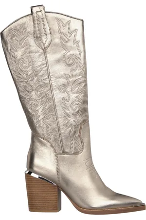 Alma en Pena Schoenen, Dames, Geel, 40 EU, Geborduurde gehakte cowboy laars