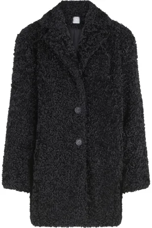Betty & Co Jassen, Dames, Zwart, M, Pluche Jas met Reverskraag