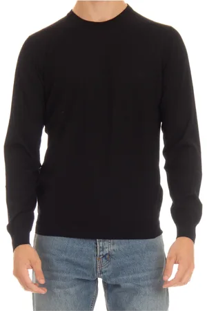 BARBA Truien, Heren, Zwart, L, Wol, Zwarte Crewneck Wollen Trui