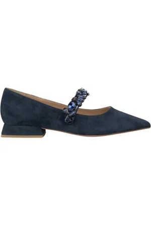 Alma en Pena Schoenen, Dames, Blauw, 39 EU, Leer, Platte ballerina schoenen met strass band
