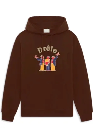 Drôle de Monsieur Sweatshirts & Hoodies, Heren, Bruin, S, Katoen, Bruine Hoodie Franse Terry Stof