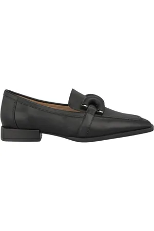 Alma en Pena Schoenen, Dames, Zwart, 36 EU, Leer, Metalen Detail Vierkante Neus Mocassin