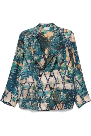 PIERRE-LOUIS MASCIA Jassen, Dames, Blauw, S, Geometrisch Patroon Beige Jas
