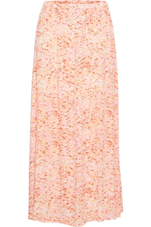 Soaked in Luxury Rokken, Dames, Oranje, 2Xl, Kleurrijke Maxi Rok Abrikoos Dizzy Print
