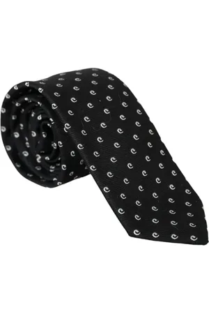 Dolce & Gabbana Accessoires, Heren, Zwart, ONE Size, Katoen, Verstelbare stropdas met zwart logo